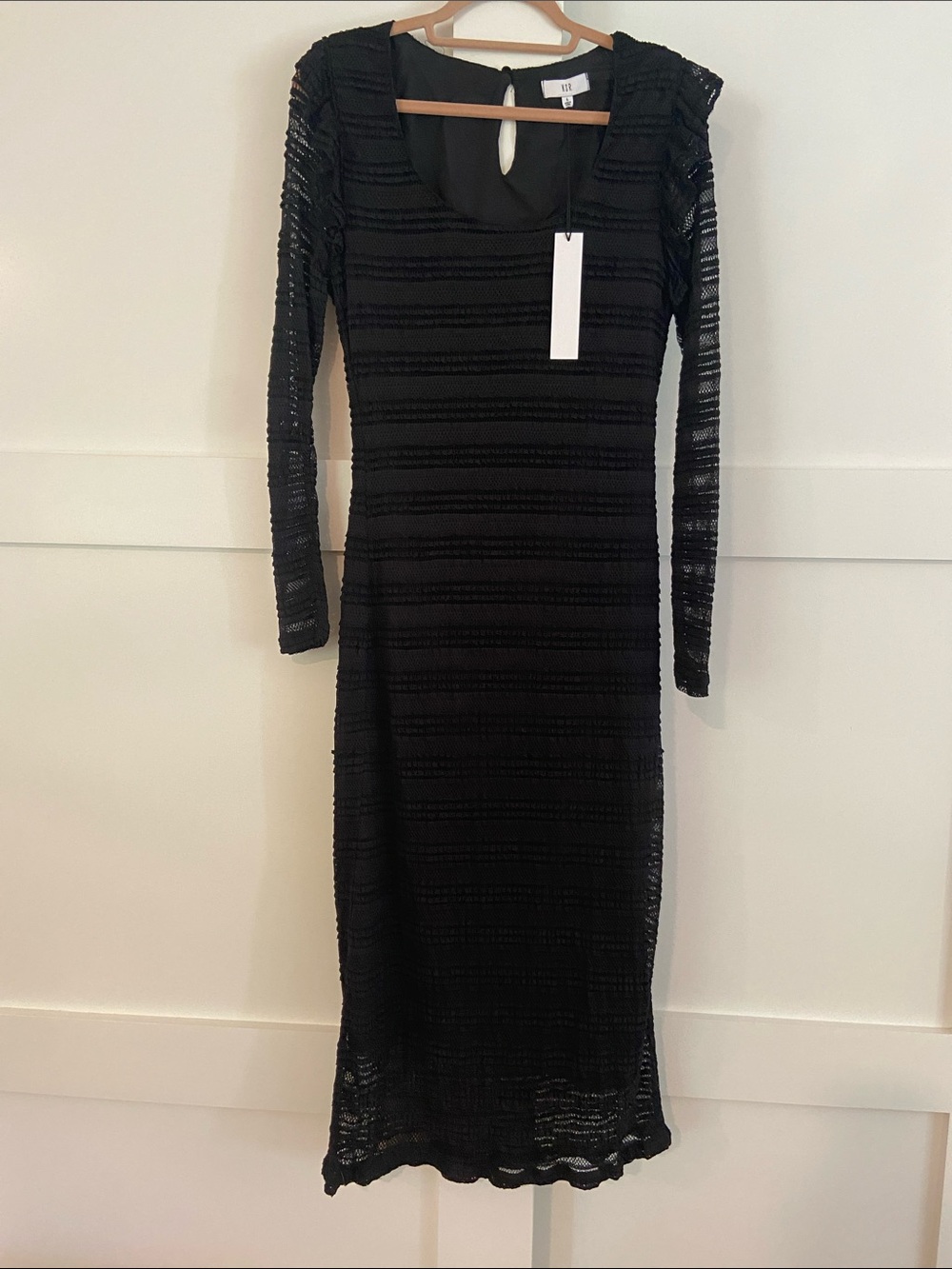 NSR Black Long Sleeve Midi Dress